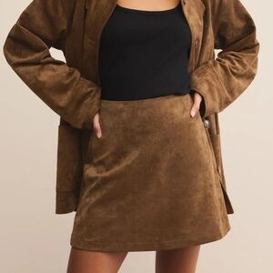 Z Supply Brown Faux Suede Skirt